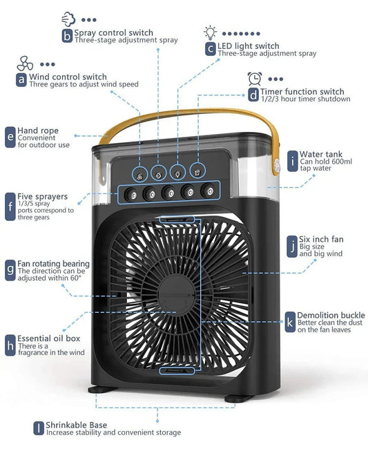 Personal Air Cooler & Humidifier (Black)